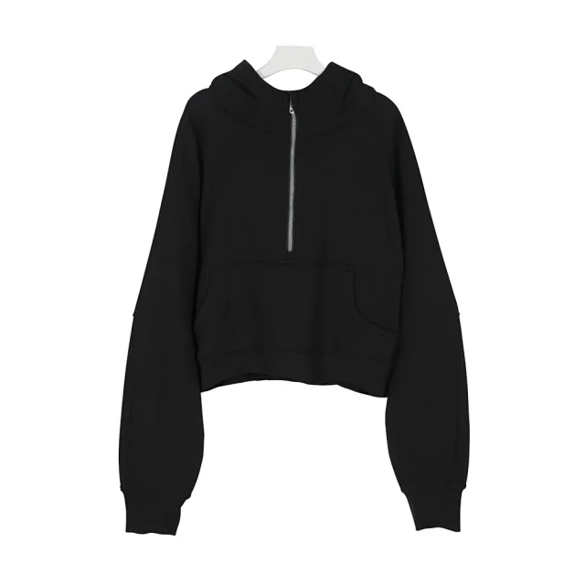Unbranded Hoodies & Sweatshirts Half-Zip Hooded Sweatshirt with Kangaroo Pocket product detail image 19