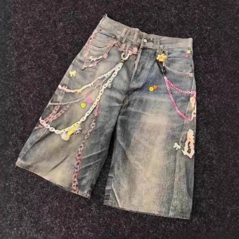 Custom Embellished Denim Short