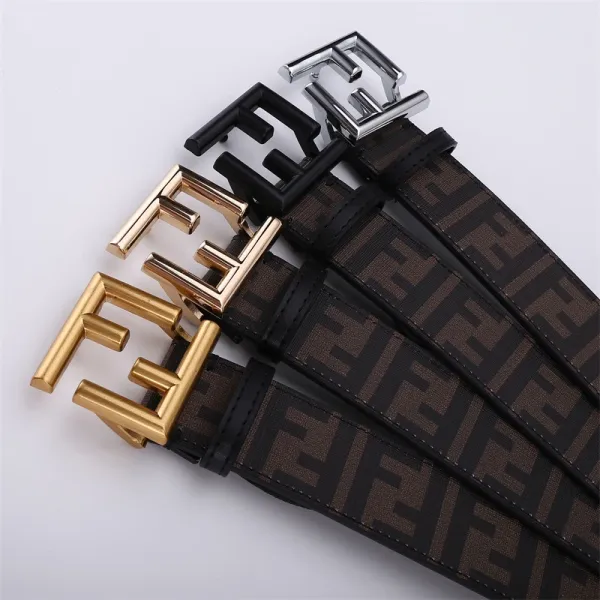 Fendi FF Logo Canvas Belt Brown - 6
