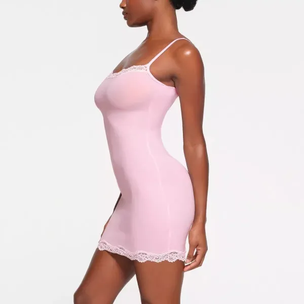 Design White Lace-Trim Camisole Dress - 9