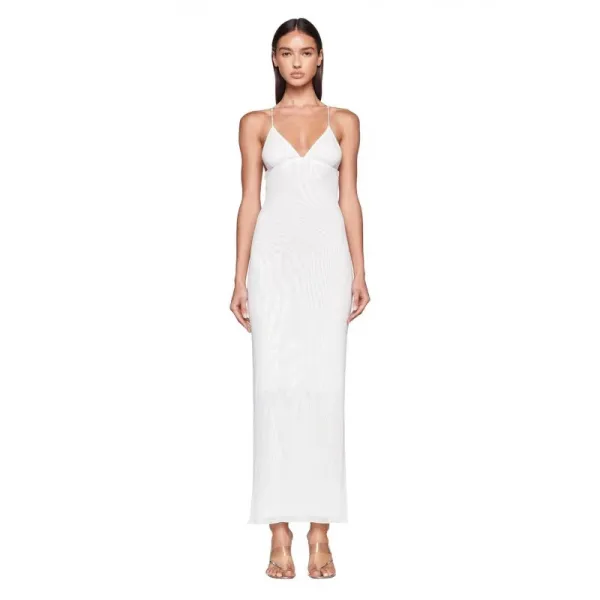 Design Slip Dress White Knit Maxi Dress - 1