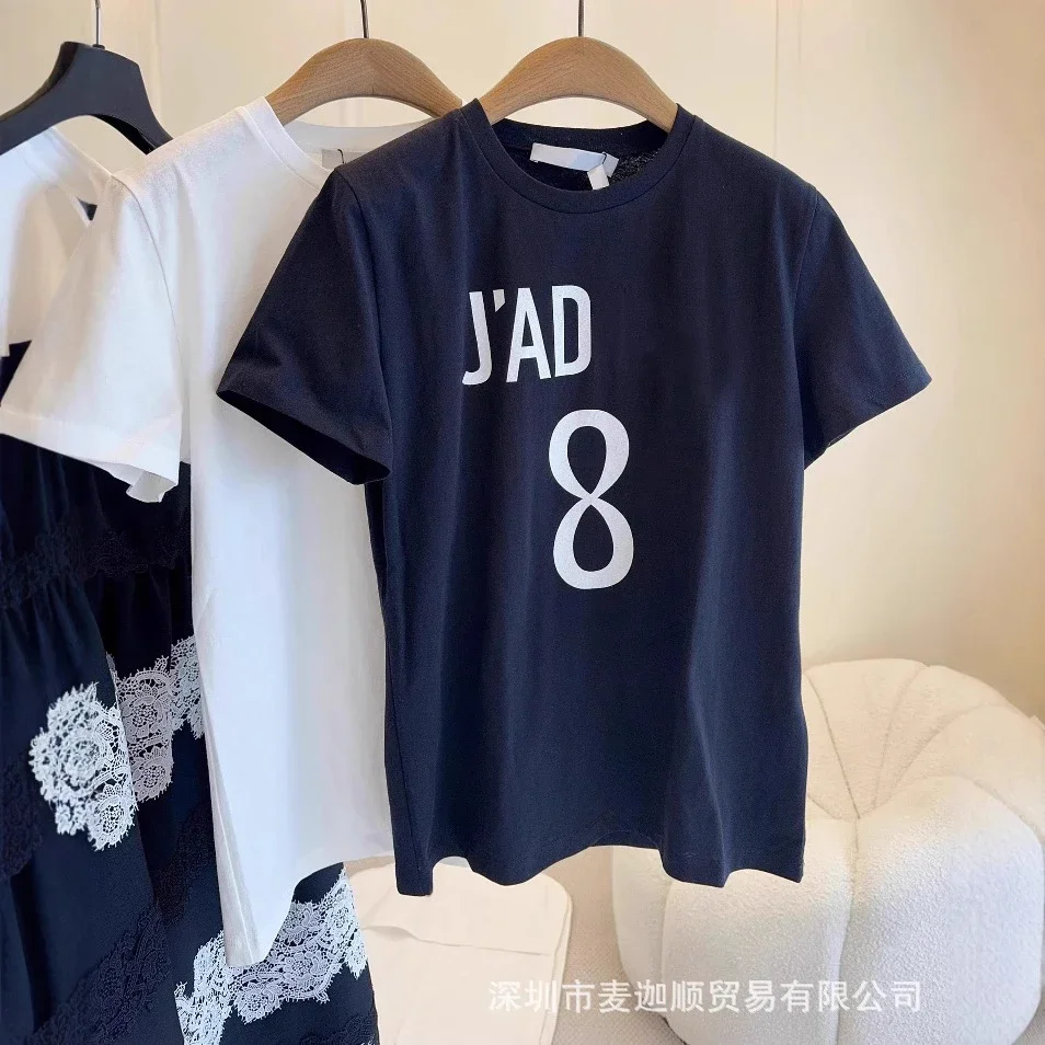 D new home T-shirt printed pure cotton summer loose women's trendy letter tops women's tops short-sleeved 25 high-end *no quality problems and cannot be returned without reason