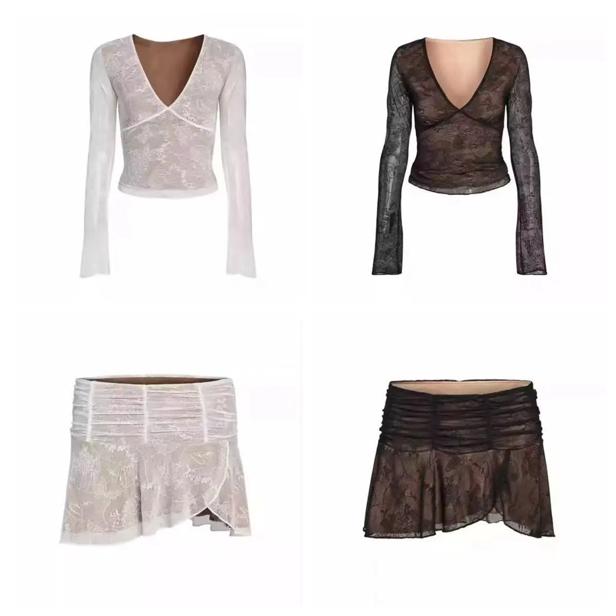 Design Lace Wrap Skirt Black - 4
