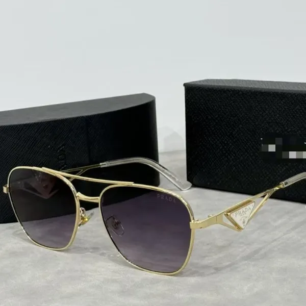 Prada Aviator-Style Gold Frame Sunglasses with Black Lenses - 7