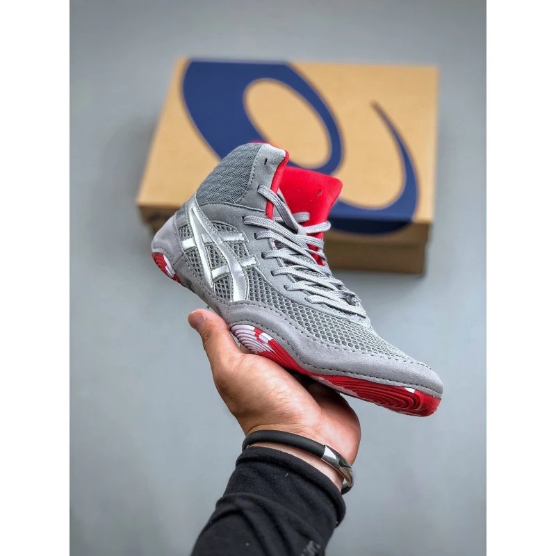 ASICS Sneakers AG-21 high-top wrestling shoes — Gray and red wrestling training shoes