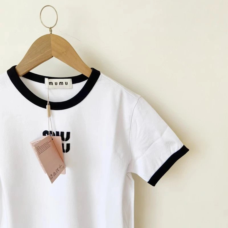 Unbranded T-Shirts Short-Sleeve Ringer T-Shirt with Embroidered Letter Motif image 5