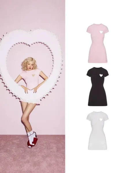 Design Heart Cutout Pink Mini Dress - 2