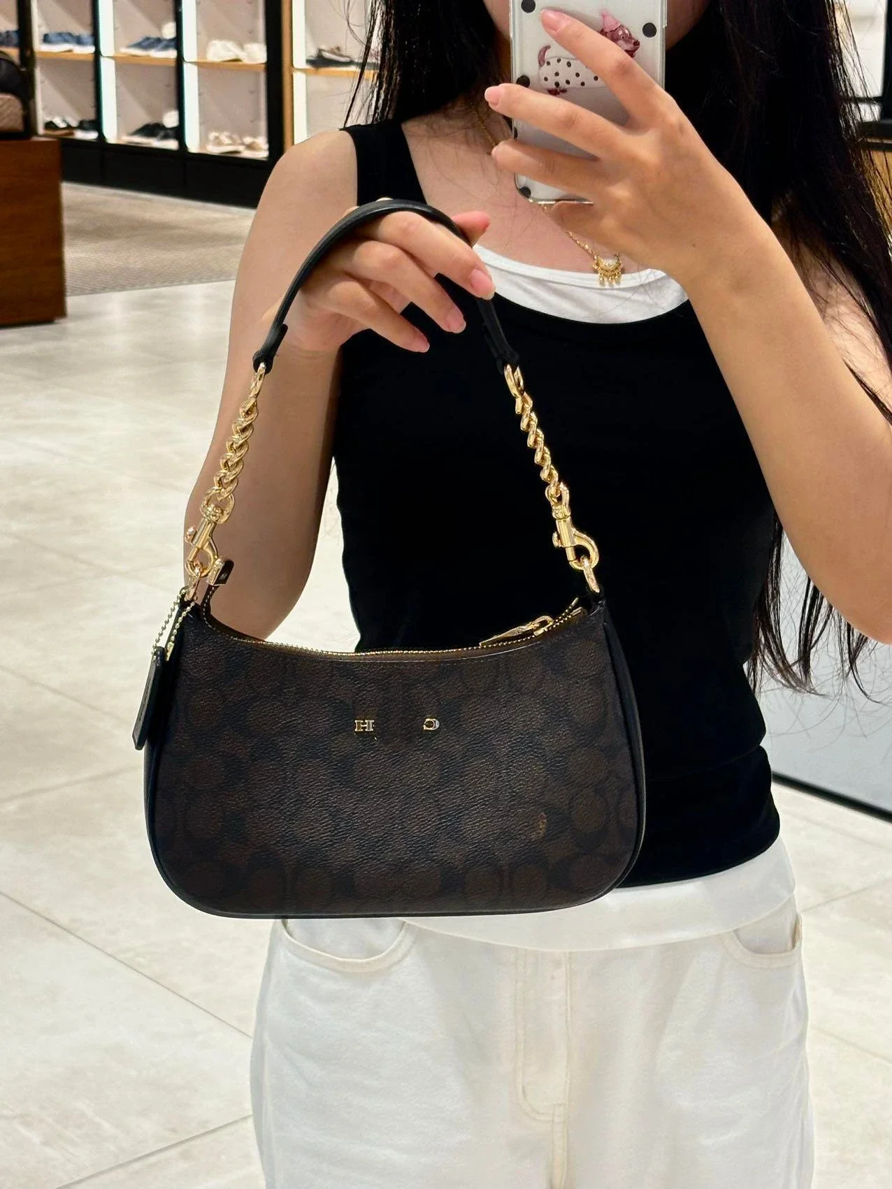 Bags Versatile High Bag Mahjong Women's Handbag Underarm Fashionable Crossbody Version Crescent Old Flower Bag Single Shoulder *No quality issues and no return without reason