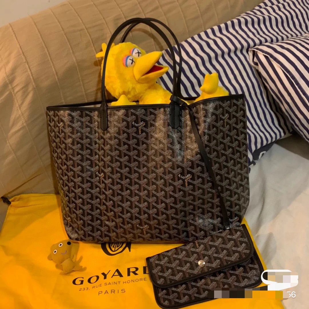 Goyard Saint Louis Tote Navy Blue Canvas Handbag with Pouch Tote Bag - 19