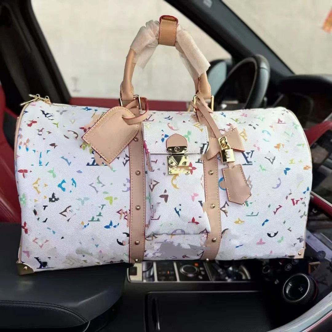 Handbag, luggage bag, storage, high-end travel, white tri color fashion, men's and women's outdoor fitness, large capacity new model * no quality issues, no reason for return
