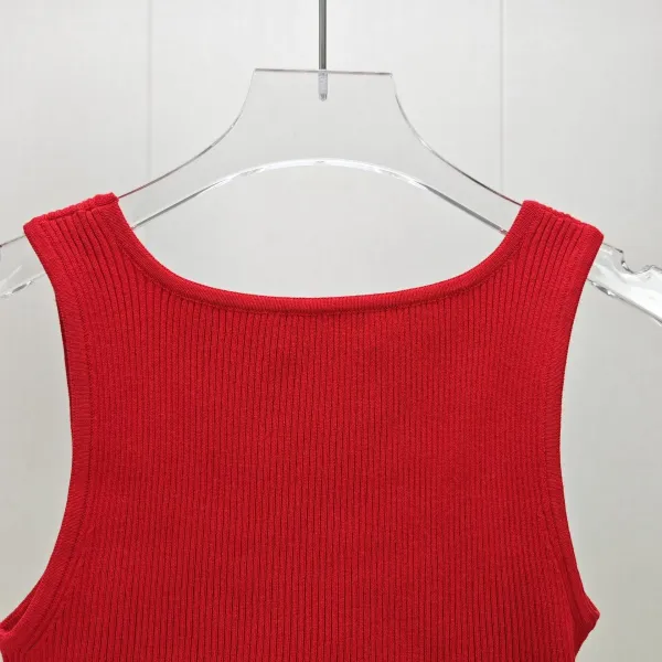 Miu Miu Ribbed Crop Top Red Vest Top - 6