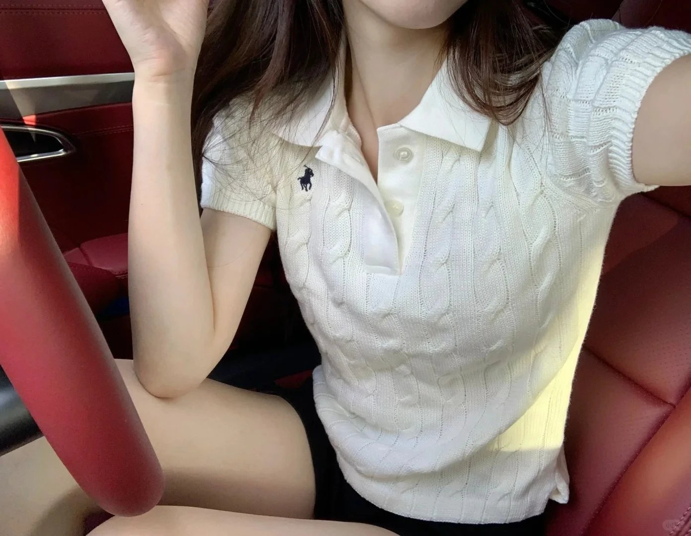 Ralph Lauren Cable Knit Polo Purple Top - 12