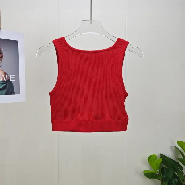 Miu Miu Ribbed Crop Top Red Vest Top - 4