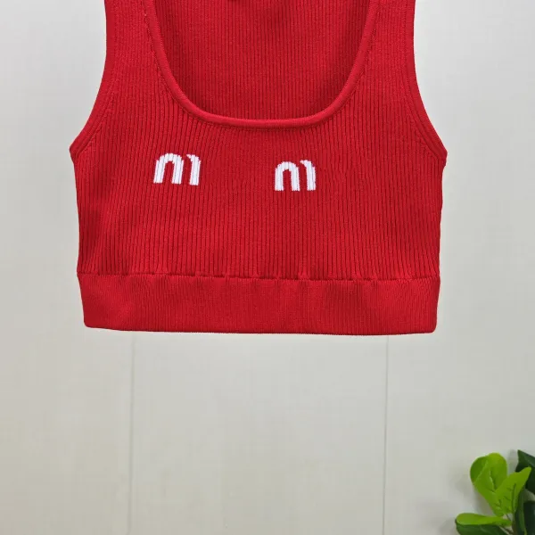 Miu Miu Ribbed Crop Top Red Vest Top - 5