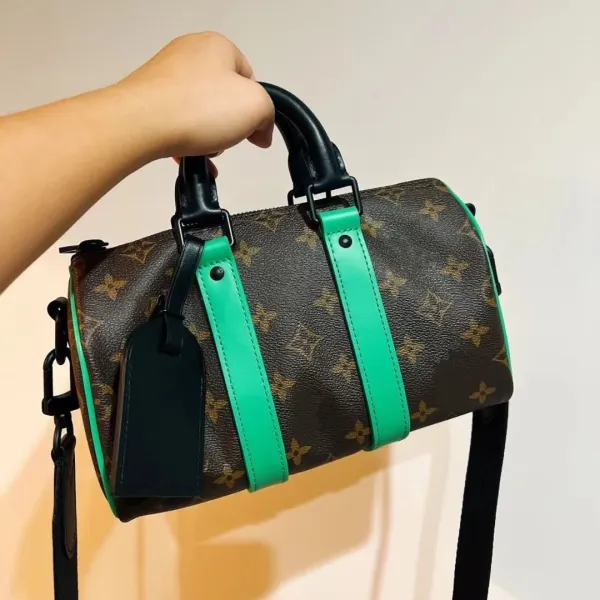 Louis Vuitton Monogram Eclipse Keepall XS Black and White Polka Dot Handbag - 13