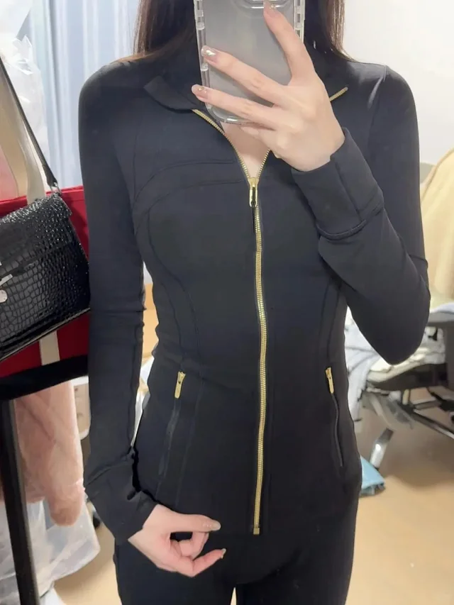 Unbranded Jackets Fitted stand-collar full-zip athletic jacket with zip pockets and thumbhole cuffs product detail image 3
