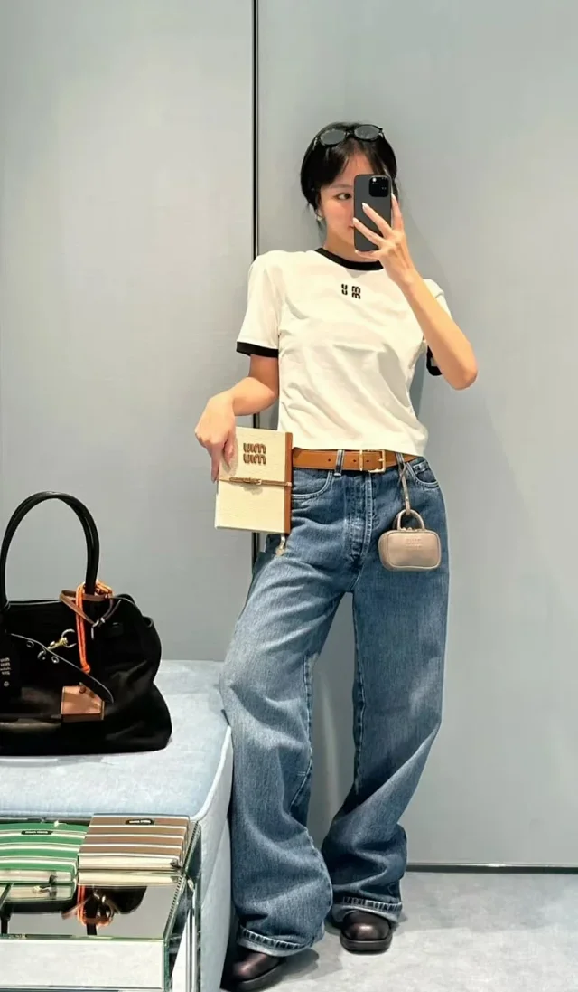 Unbranded T-Shirts Short-Sleeve Ringer T-Shirt with Embroidered Letter Motif product detail image 4