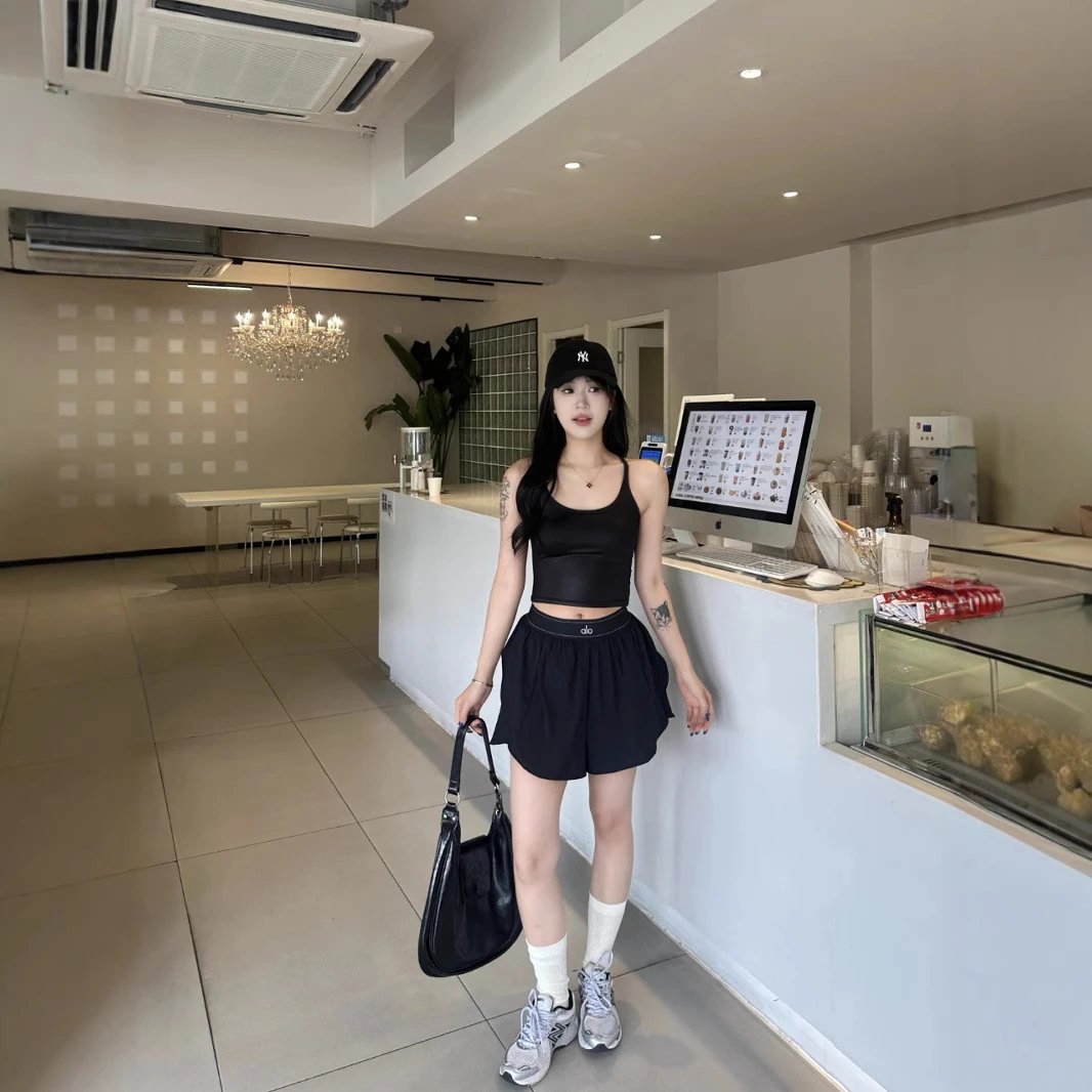 短裤织带女高腰短裤瑜伽速干跑步运动健身字母防走光户外原厂无质量问题不可无理由退货 2