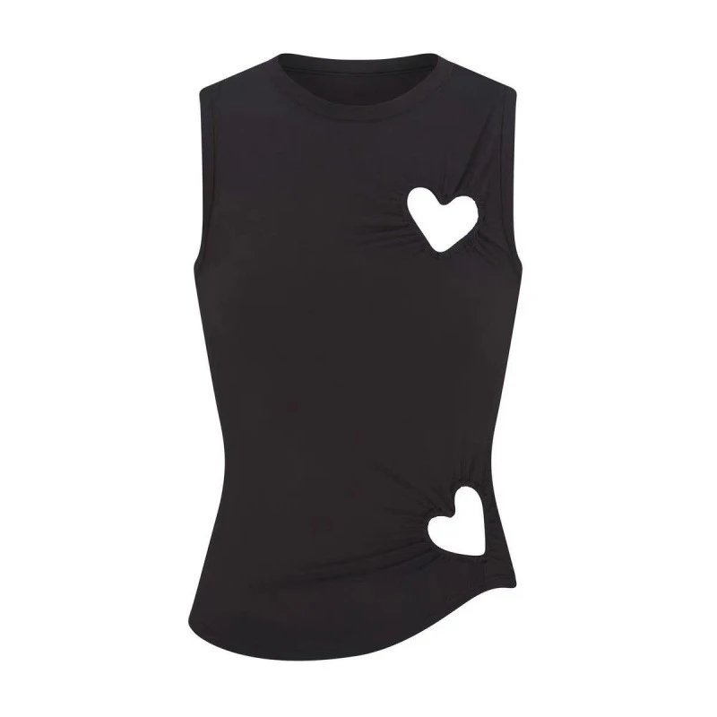 Design Heart-Embellished Flared Leggings Black - 9