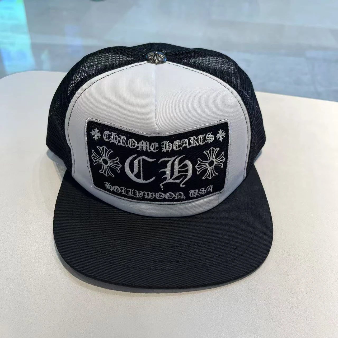 Chrome Hearts CH Patch Trucker Cap Black/White