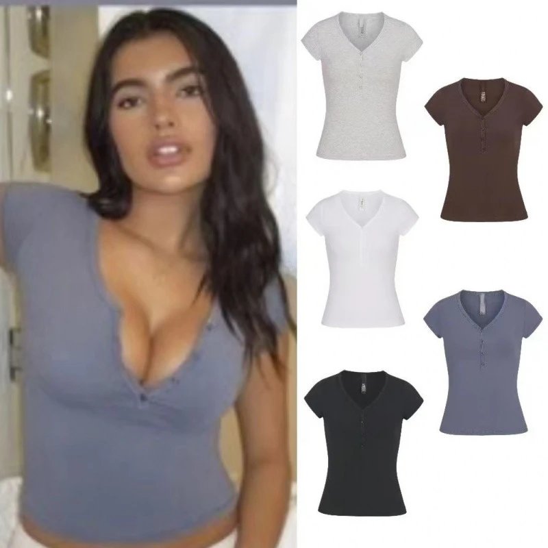 V-Neck Henley T-Shirt [5 style