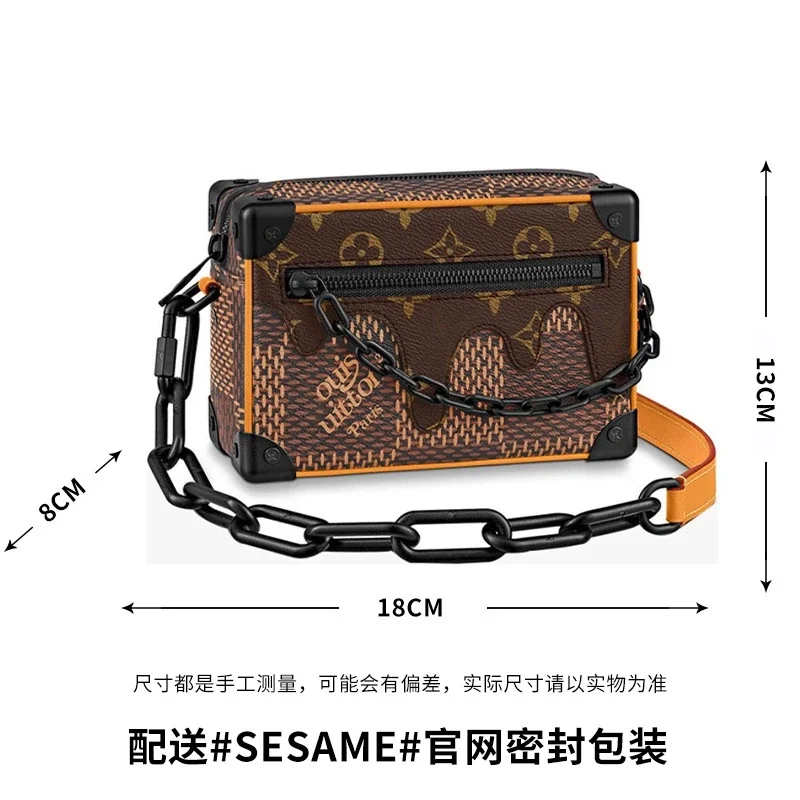 Classic universal single shoulder bag, fashionable mens and womens retro bag, oblique style, small square shoulder strap, iron feet *No quality problems, no returns without reason(pic13) Classic universal single shoulder bag, fashionable men's and women's retro bag, oblique style, small square shoulder strap, iron feet *No quality problems, no returns without reason
