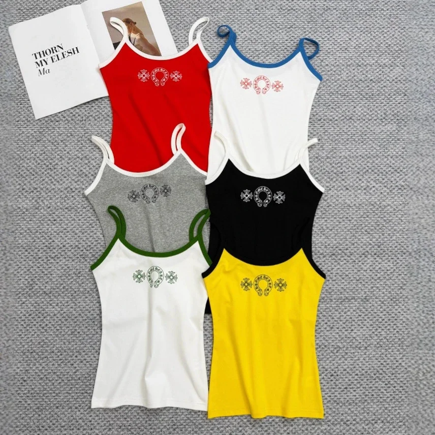 Vest Slim 25 New Summer Slim Version Pure Desire Sling Print Contrast Color Corr