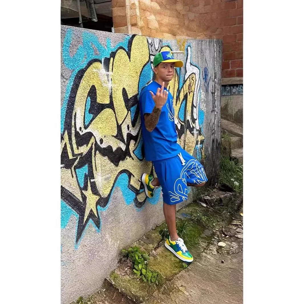 Loose men's and women's casual printed hip-hop letter short-sleeved tops street men's summer trendy brand-style sports suits Europe and the United States *No quality issues and no return wit