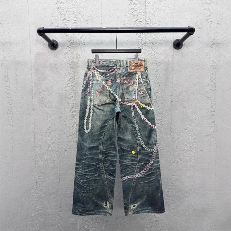 199625 mens and womens retro jeans high-speed rail chain early spring ac new version street printing home design Nanyou *No quality problems, no returns without reason(pic3) 199625 men's and women's retro jeans high-speed rail chain early spring ac new version street printing home design Nanyou *No quality problems, no returns without reason