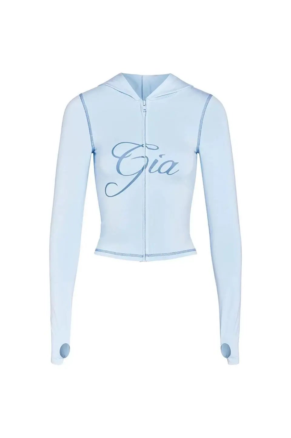 Design Jam Gia Logo Embroidered Light Blue Flared Pants - 9