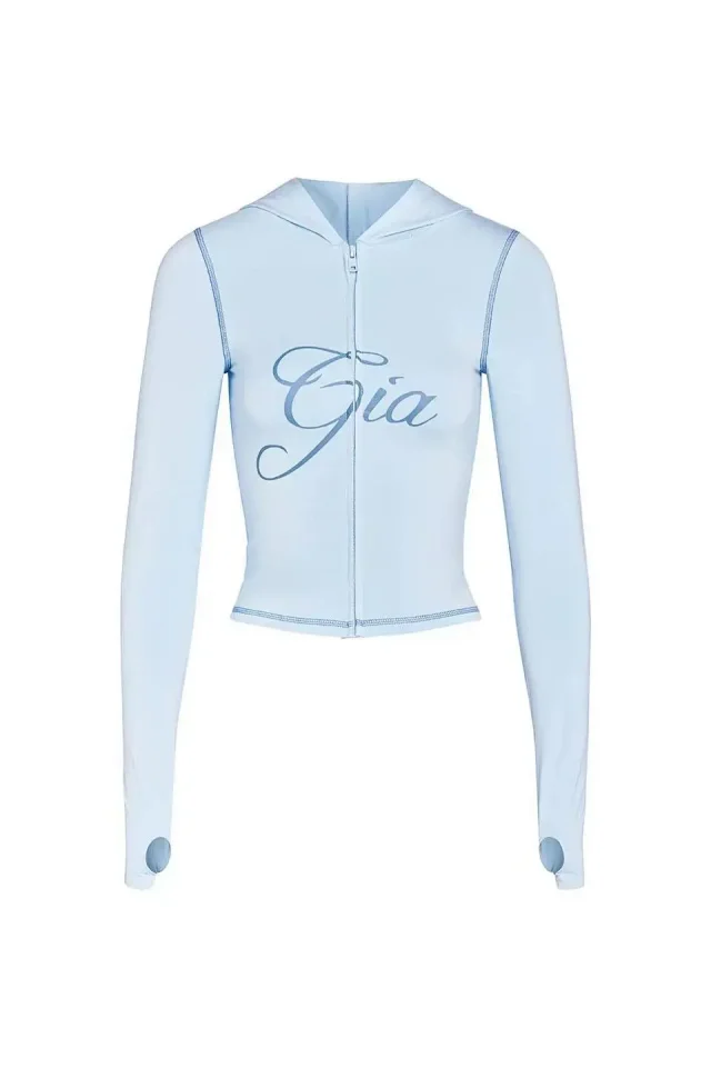 I.AM.GIA Jackets Zip-up hooded cropped jacket with Gia logo and contrast topstitching product detail image 8