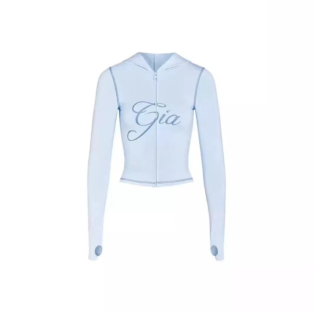 Design Jam Gia Logo Embroidered Light Blue Flared Pants - 6