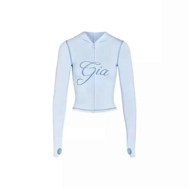 I.AM.GIA Jackets Zip-up hooded cropped jacket with Gia logo and contrast topstitching product detail image 5