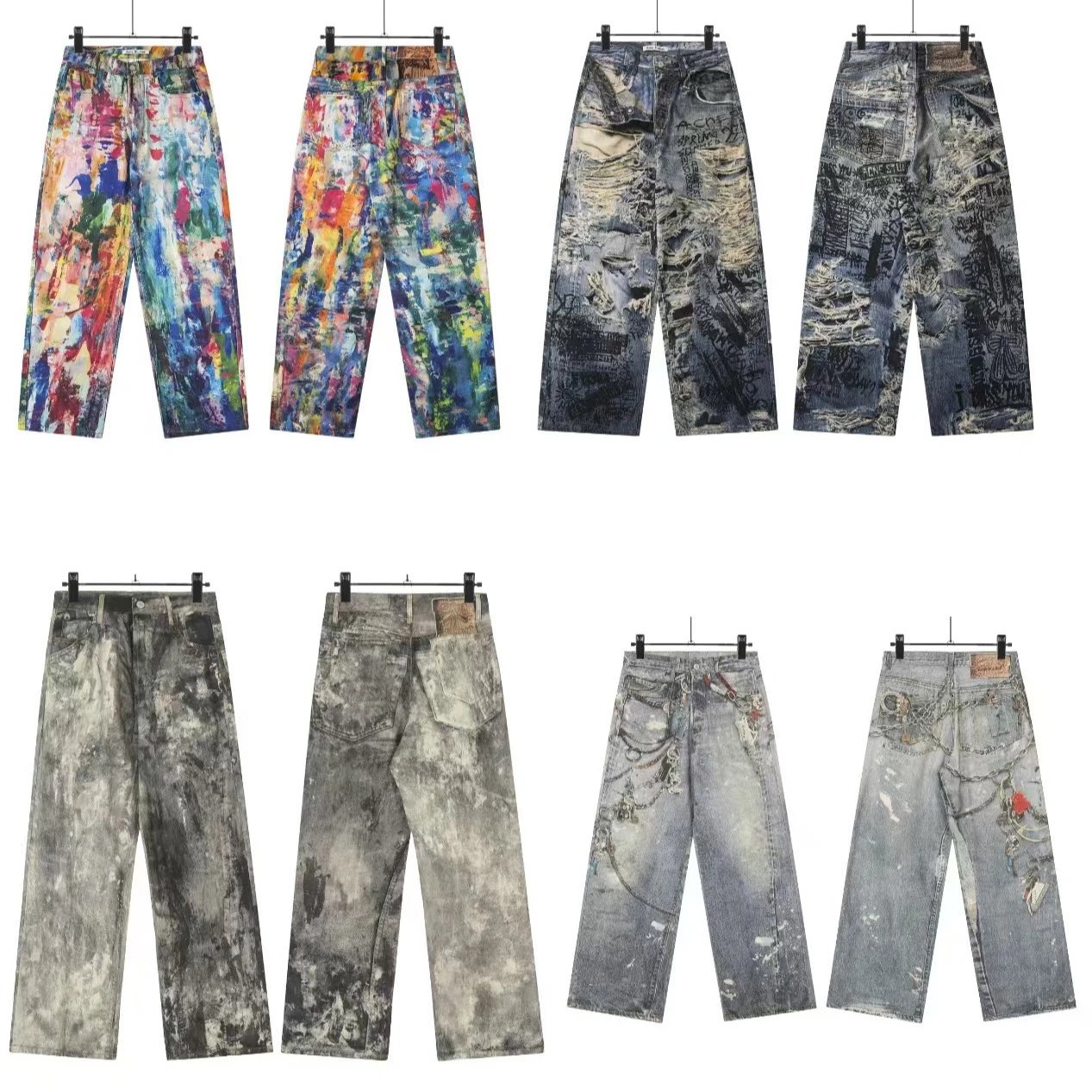 Abstract Art Denim Pants [6 st