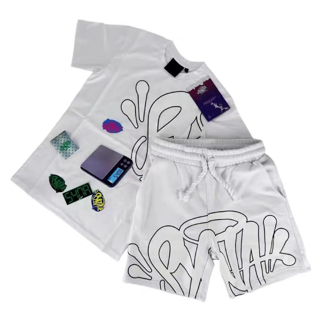 Loose men's and women's casual printed hip-hop letter short-sleeved tops street men's summer trendy brand-style sports suits Europe and the United States *No quality issues and no return wit