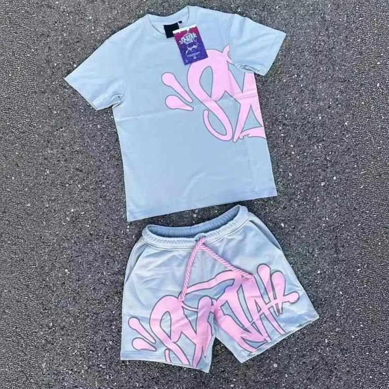 Loose men's and women's casual printed hip-hop letter short-sleeved tops street men's summer trendy brand-style sports suits Europe and the United States *No quality issues and no return wit