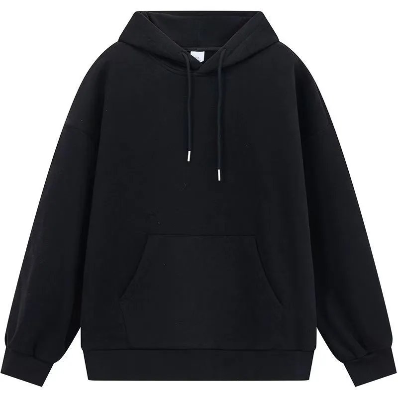 纯黑色连帽卫衣