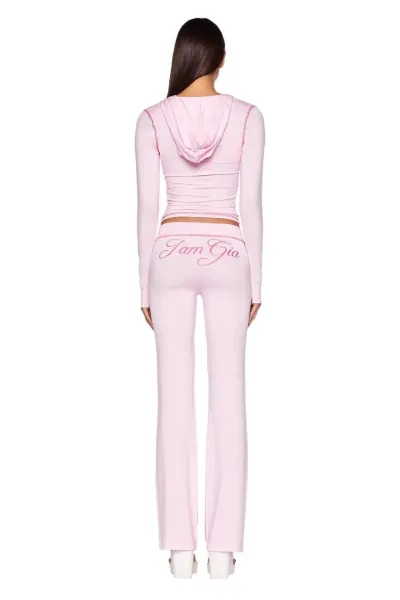 Design Jam Gia Logo Embroidered Light Blue Flared Pants - 20