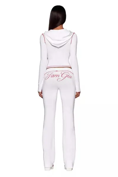 Design Jam Gia Logo Embroidered Light Blue Flared Pants - 25