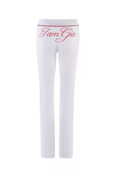 Design Jam Gia Logo Embroidered Light Blue Flared Pants - 16