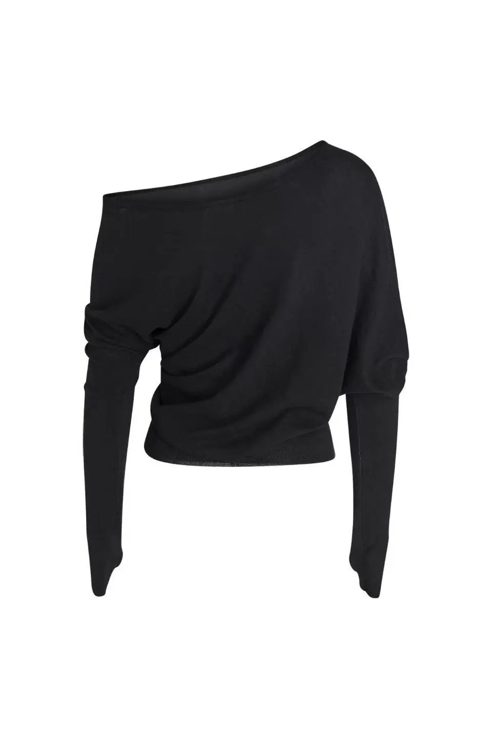 Design Off-Shoulder Slouchy Sweater White and Black - 11