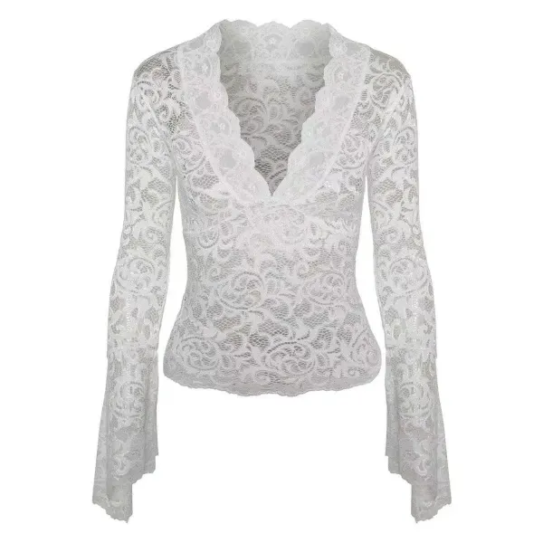 Design Lace Wrap Top Burgundy Women's Top - 7
