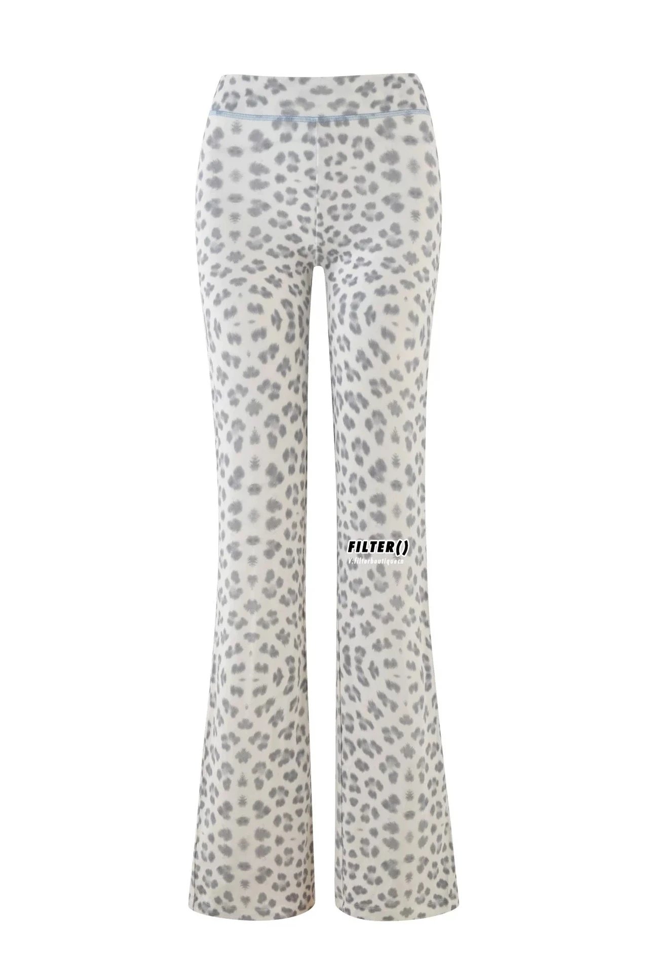 White leopard print pants