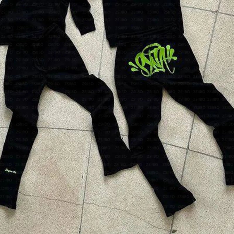 T03黑色长裤【绿印花】