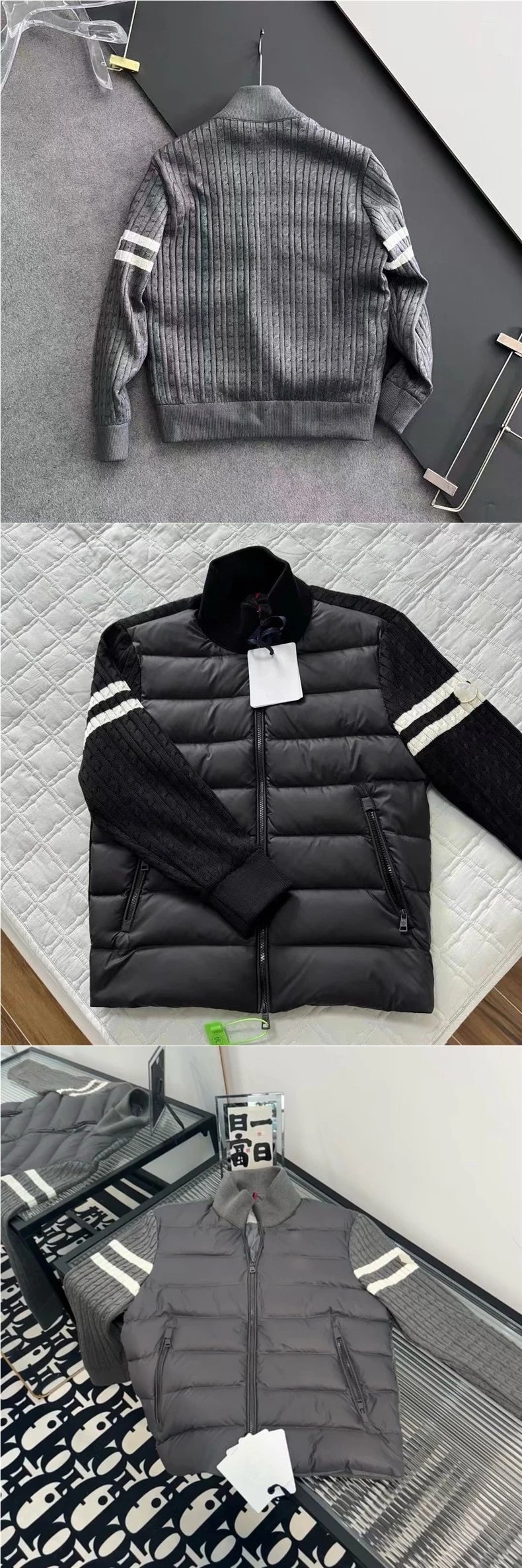 Moncler Grenoble Knit-Sleeve Down Jacket Black - 2