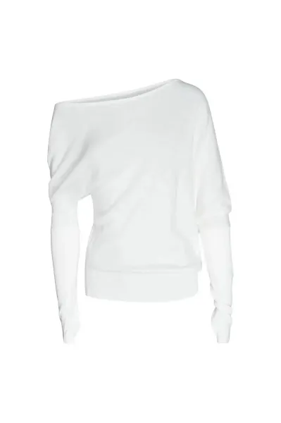 Design Off-Shoulder Slouchy Sweater White and Black - 12