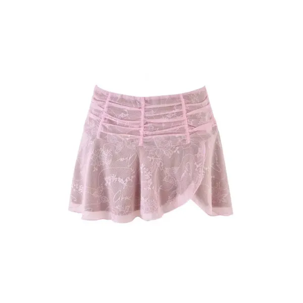 Design Lace Mesh Skirt Pink - 1