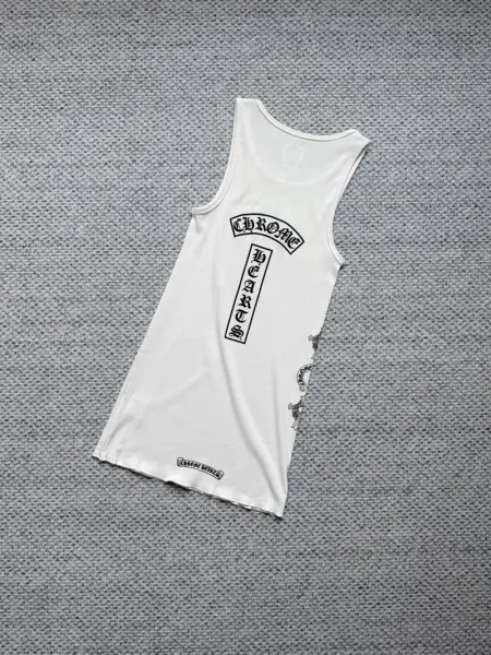 Chrome Hearts Logo Print White Vest-Top - 6