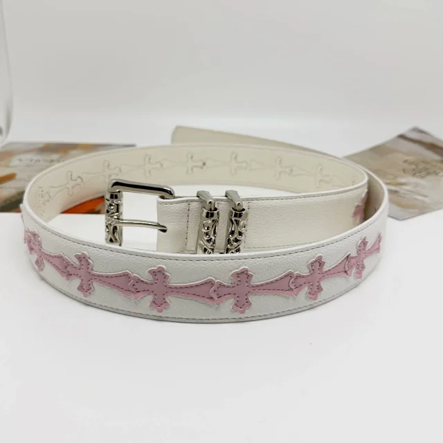 Unbranded Belts White Cross Appliqué Belt with Ornate Metal Buckle product detail image 5