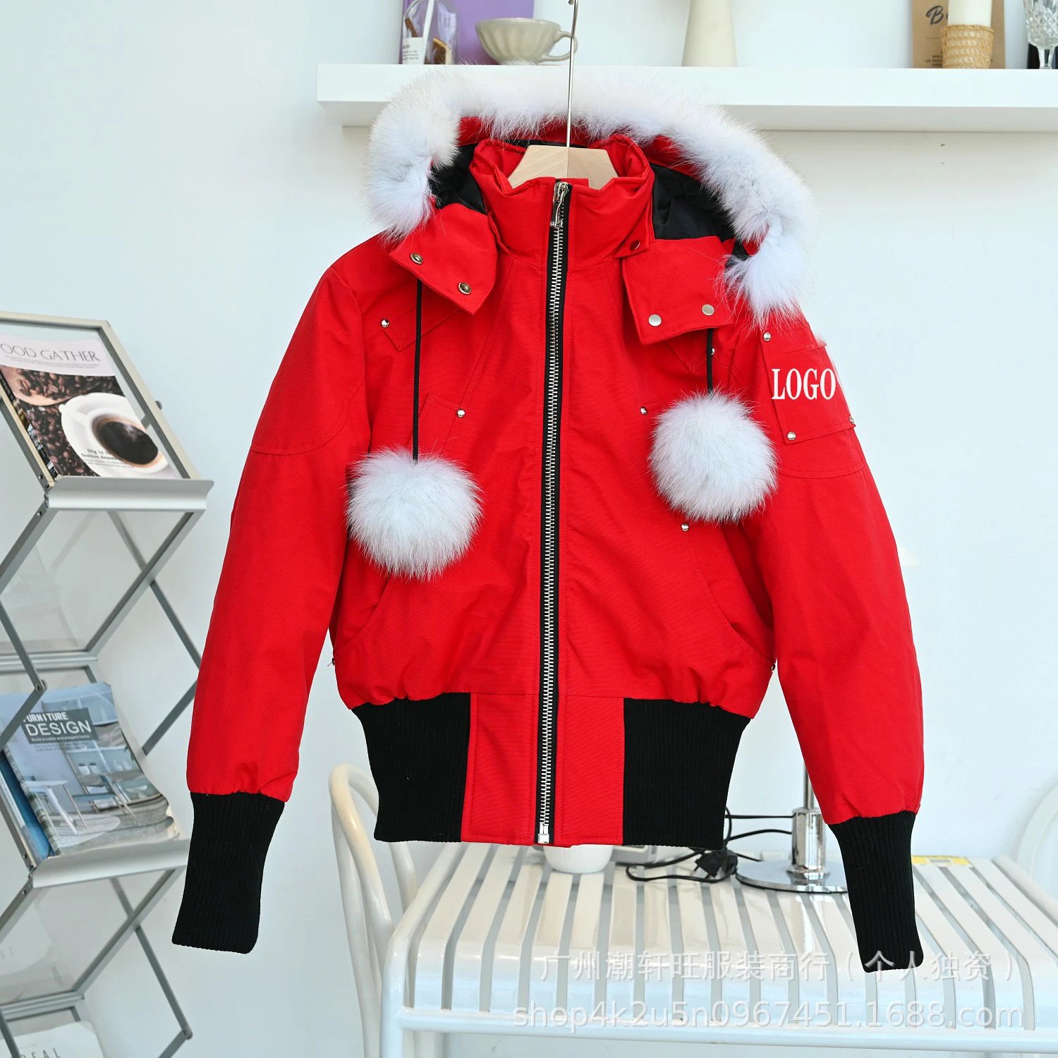 03 Women’s red with white fur and white ball